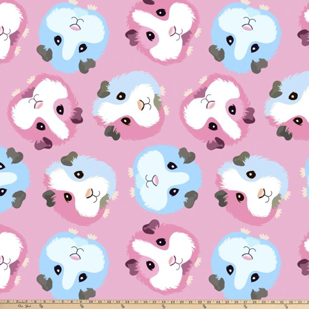 Guinea Pigs Pink Anti-Pill Premium Fleece Fabric | By The Yard